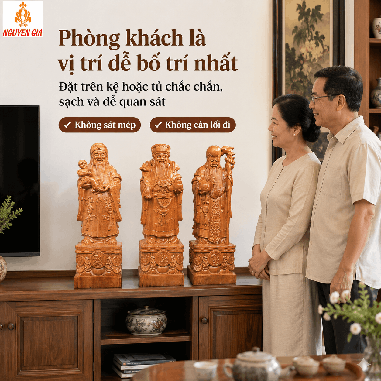 Tượng Ph&uacute;c Lộc Thọ n&ecirc;n đặt ở đ&acirc;u? C&aacute;ch bố tr&iacute; ph&ugrave; hợp trong nh&agrave;