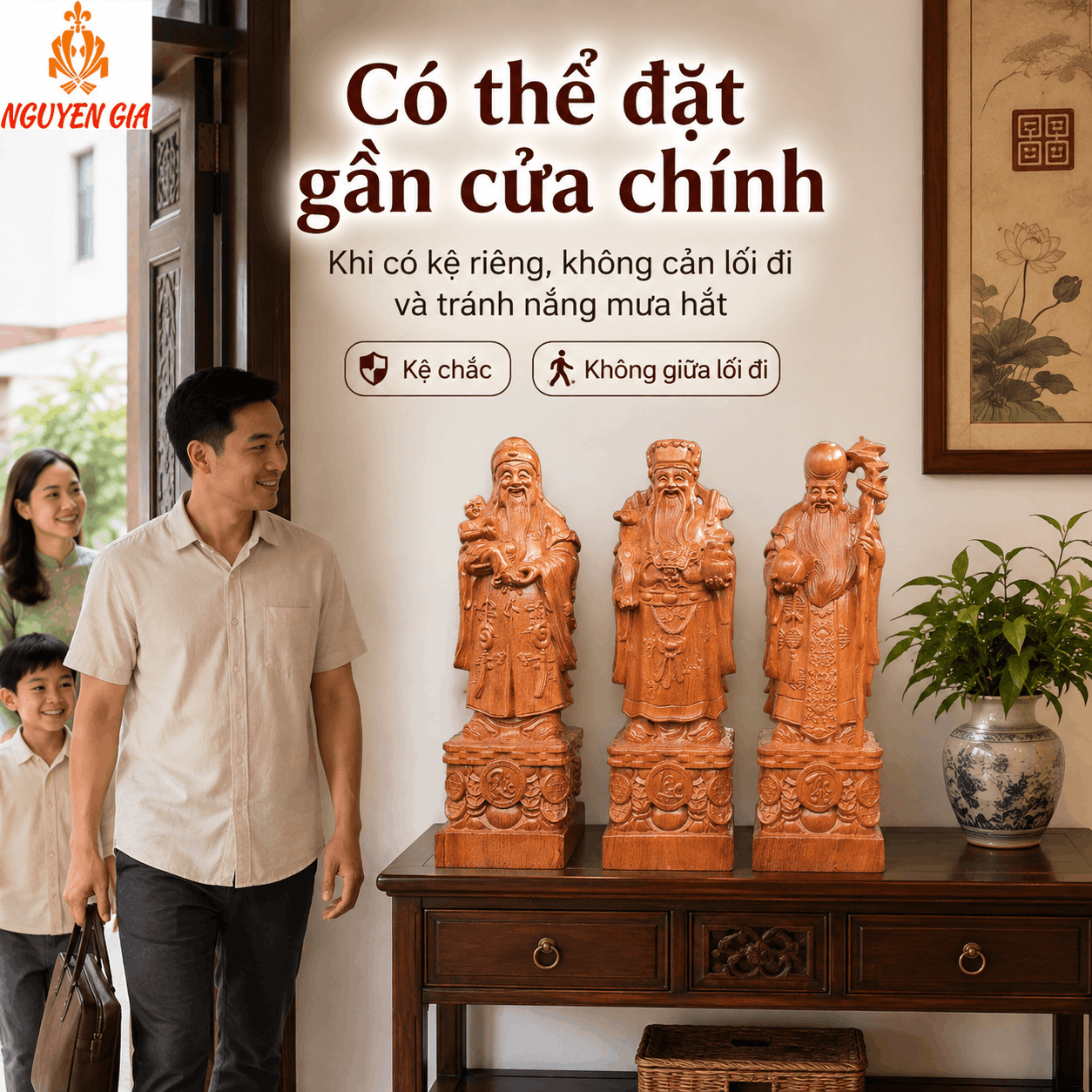 Tượng Ph&uacute;c Lộc Thọ n&ecirc;n đặt ở đ&acirc;u? C&aacute;ch bố tr&iacute; ph&ugrave; hợp trong nh&agrave;