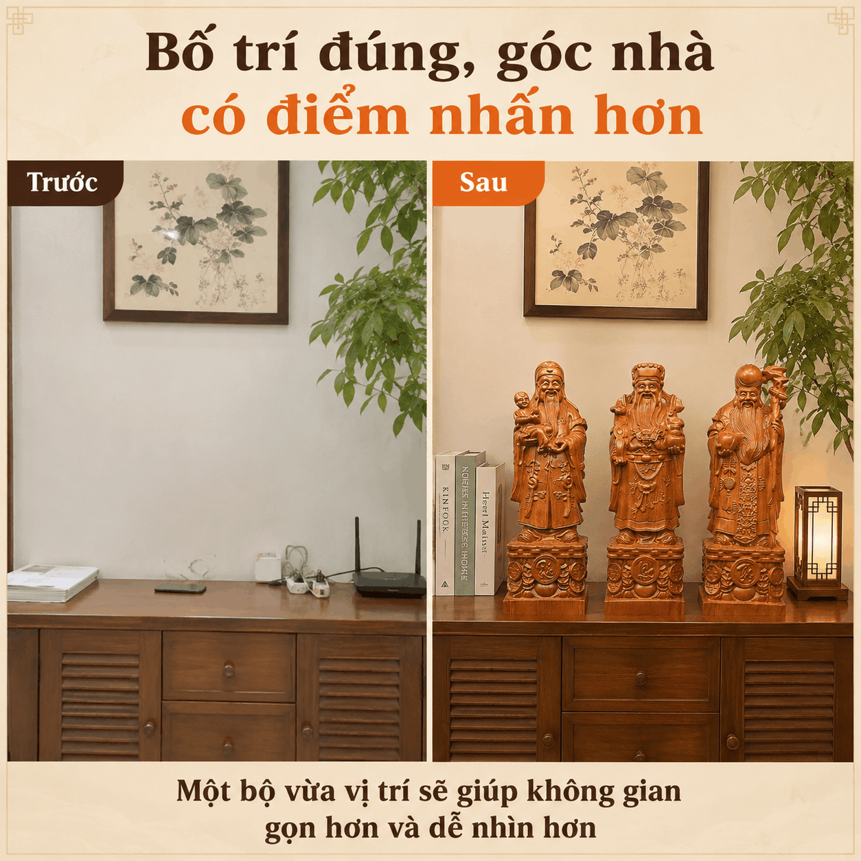 Tượng Ph&uacute;c Lộc Thọ n&ecirc;n đặt ở đ&acirc;u? C&aacute;ch bố tr&iacute; ph&ugrave; hợp trong nh&agrave;