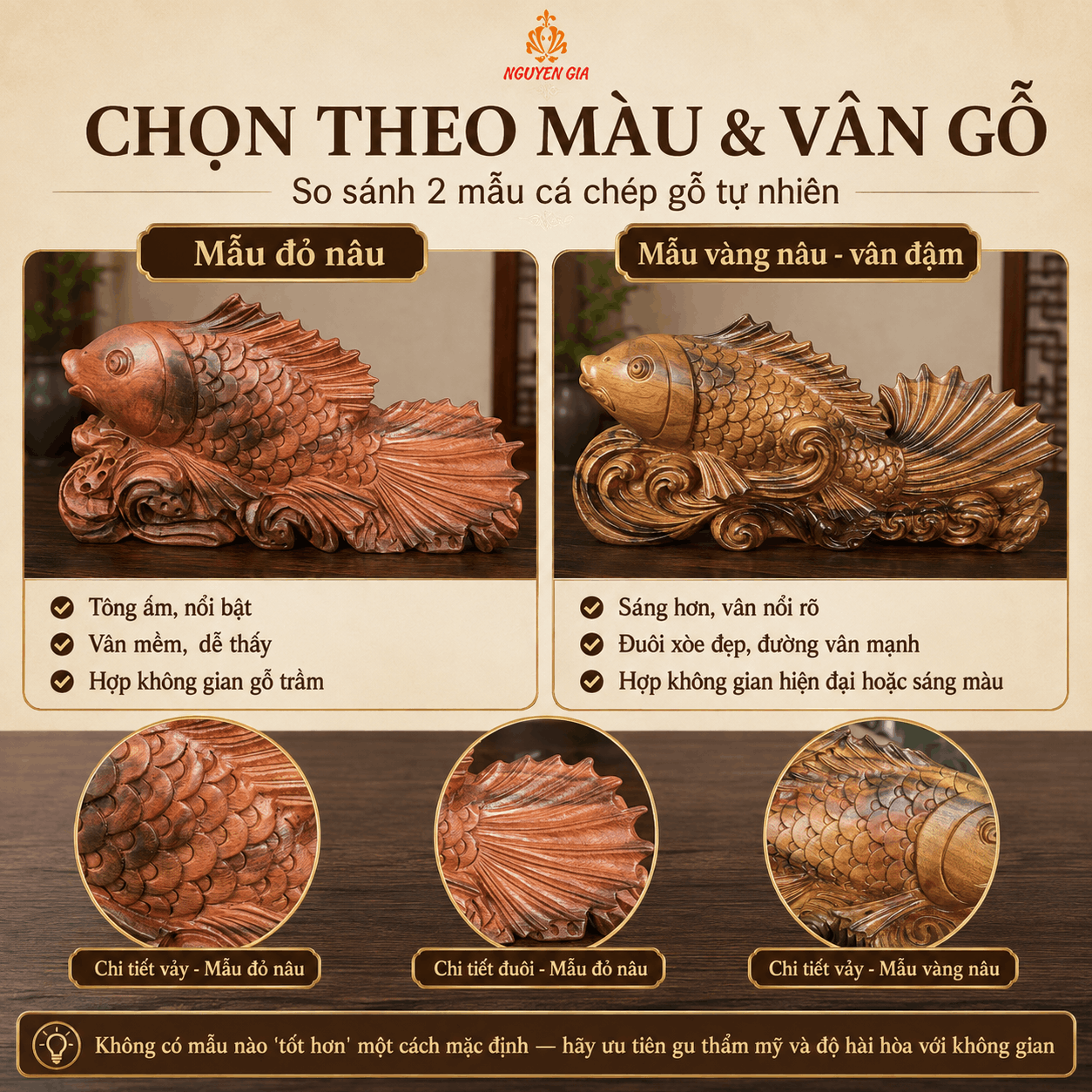 Tượng c&aacute; ch&eacute;p phong thủy bằng gỗ: &yacute; nghĩa, c&aacute;c kiểu tạo h&igrave;nh v&agrave; c&aacute;ch chọn