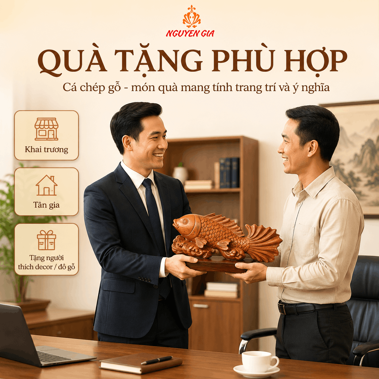 Tượng c&aacute; ch&eacute;p phong thủy bằng gỗ: &yacute; nghĩa, c&aacute;c kiểu tạo h&igrave;nh v&agrave; c&aacute;ch chọn