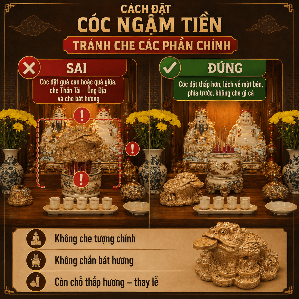 Cách Đặt Cóc Ngậm Tiền Trên Bàn Thờ Thần Tài