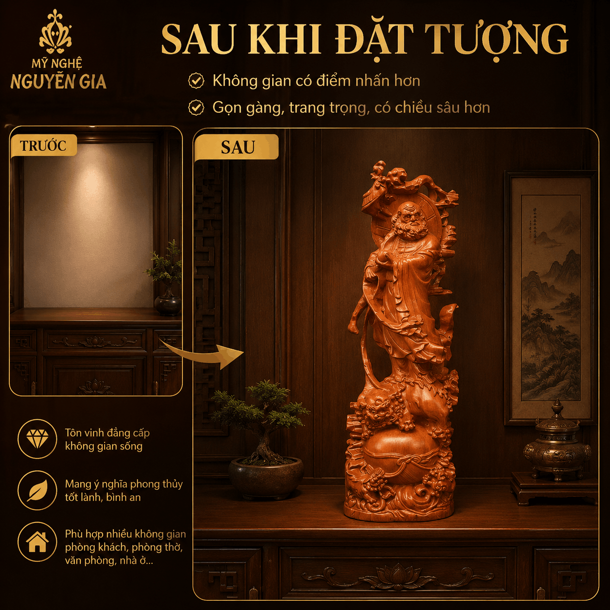C&aacute;ch đặt tượng Đạt Ma trong nh&agrave;: n&ecirc;n đặt ở đ&acirc;u cho ph&ugrave; hợp?
