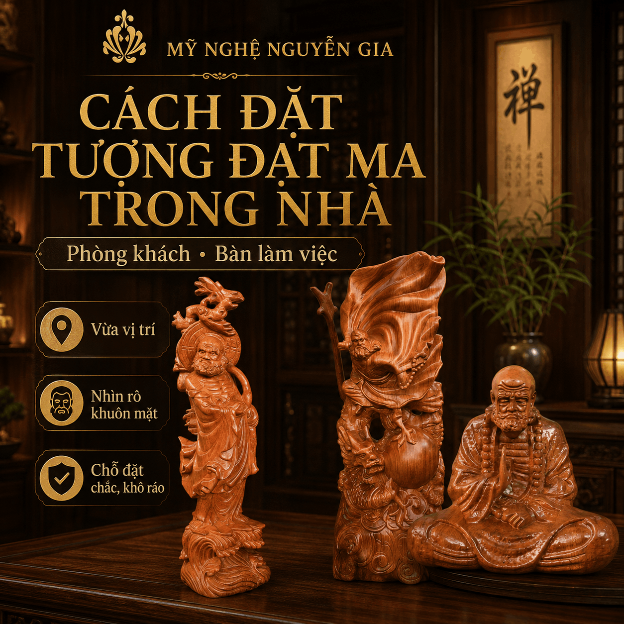 C&aacute;ch đặt tượng Đạt Ma trong nh&agrave;: n&ecirc;n đặt ở đ&acirc;u cho ph&ugrave; hợp?