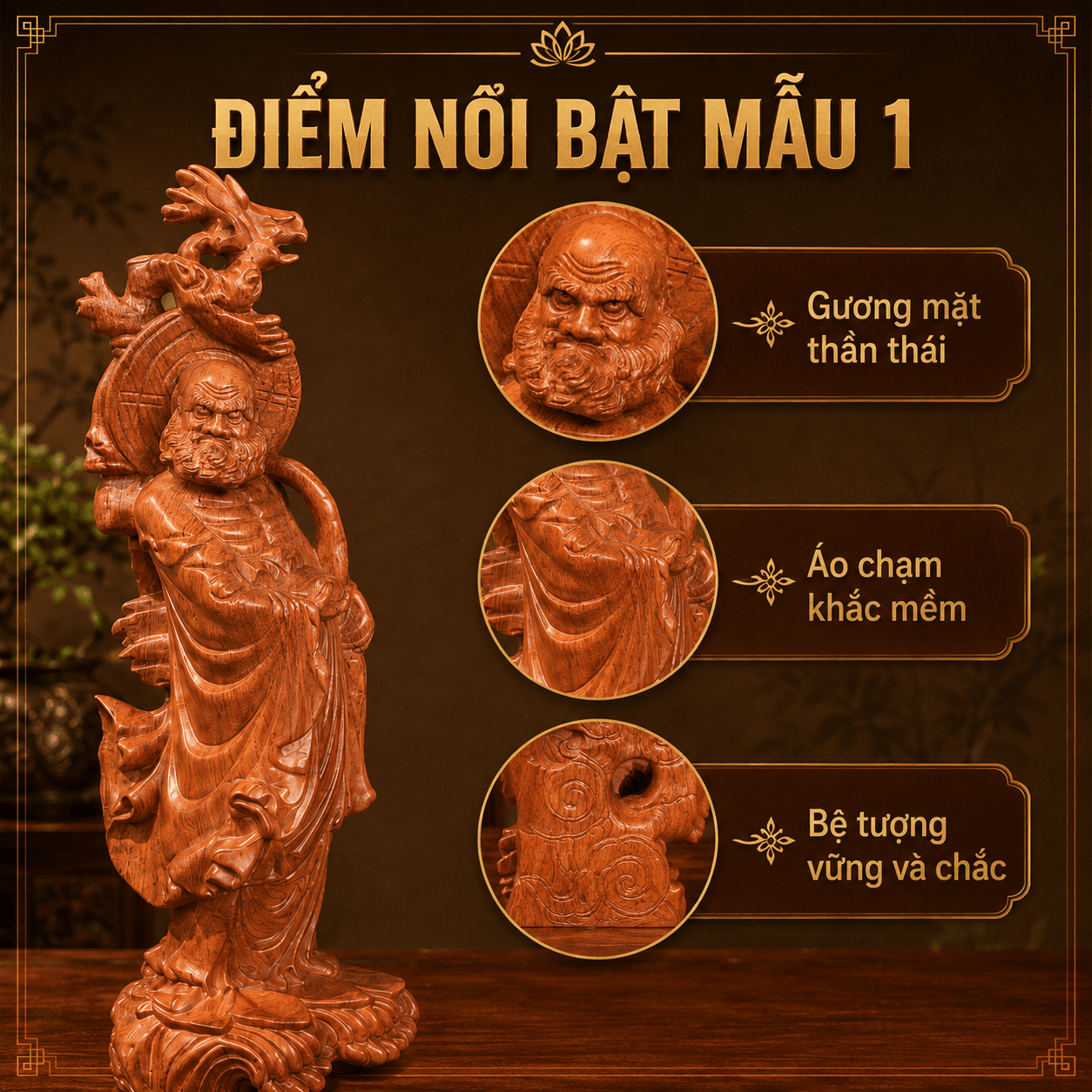 Tượng Đạt Ma Sư Tổ bằng gỗ