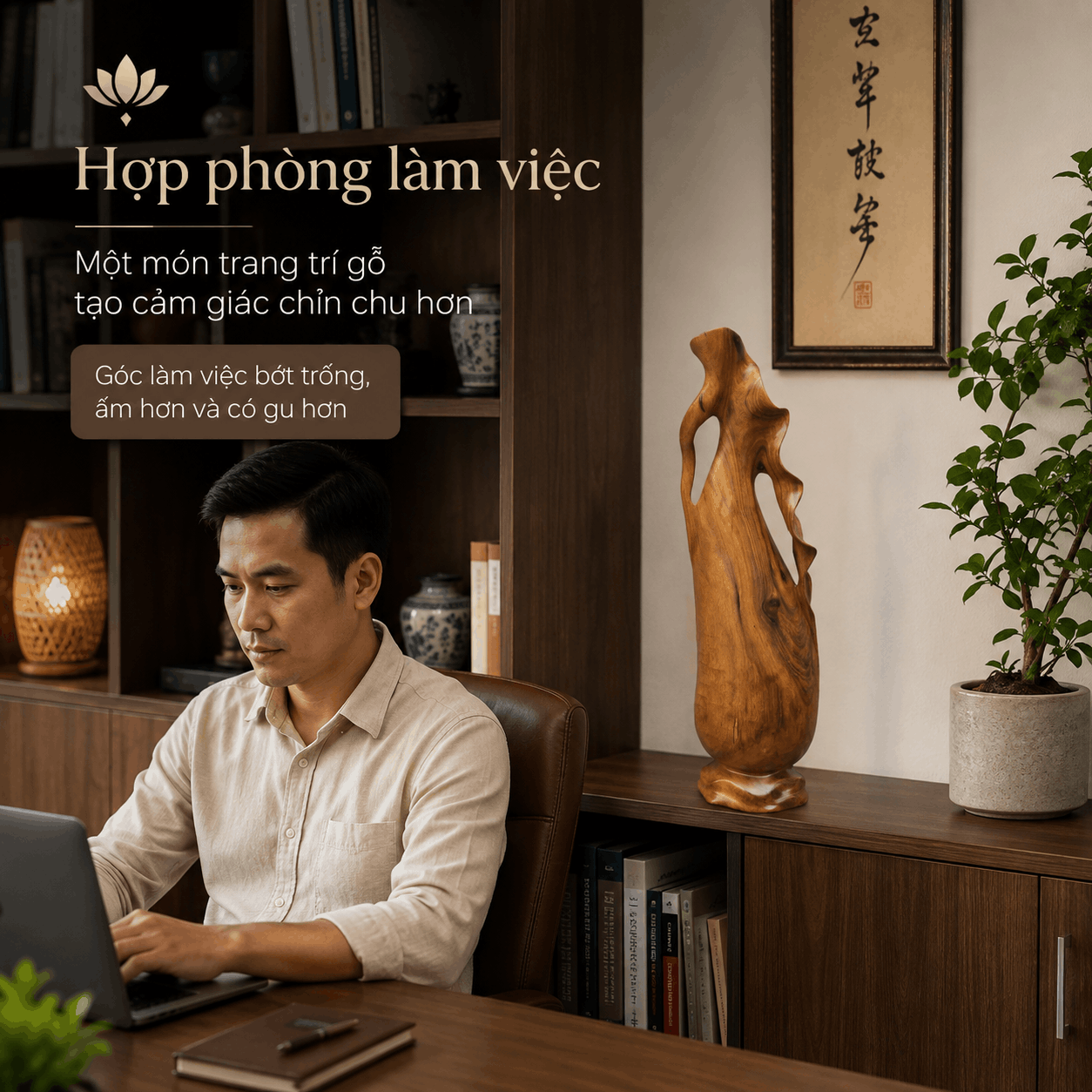 Bình Phay Nghệ Thuật Gỗ Bách Xanh Nguyên Khối Độc Bản 47 cm