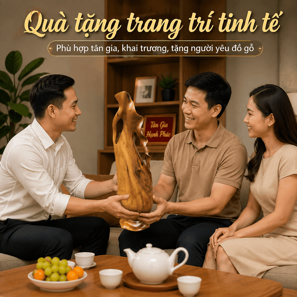 Bình Phay Nghệ Thuật Gỗ Bách Xanh Nguyên Khối Độc Bản 47 cm