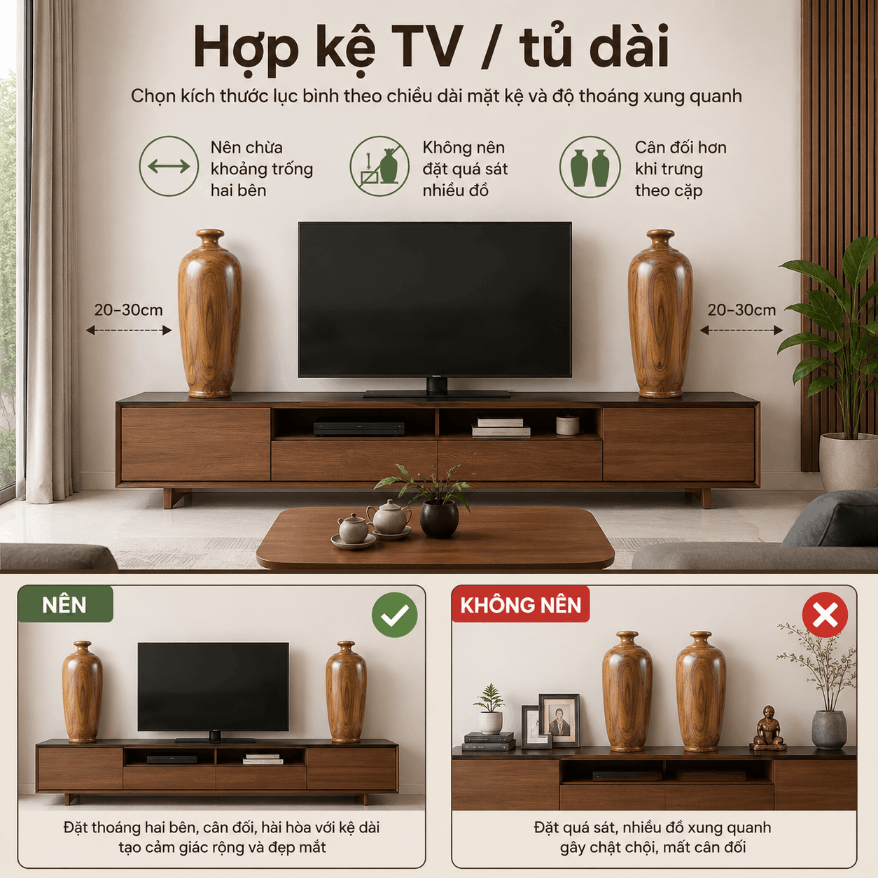 K&iacute;ch Thước Lục B&igrave;nh Gỗ &ndash; C&aacute;ch Chọn Theo Kệ, Tủ V&agrave; Kh&ocirc;ng Gian Trưng
