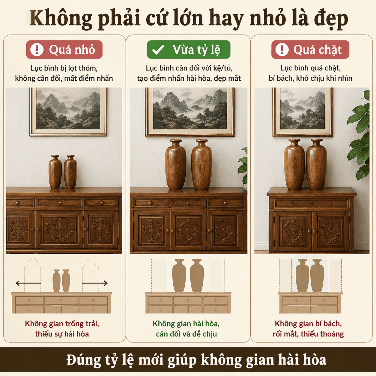 K&iacute;ch Thước Lục B&igrave;nh Gỗ &ndash; C&aacute;ch Chọn Theo Kệ, Tủ V&agrave; Kh&ocirc;ng Gian Trưng