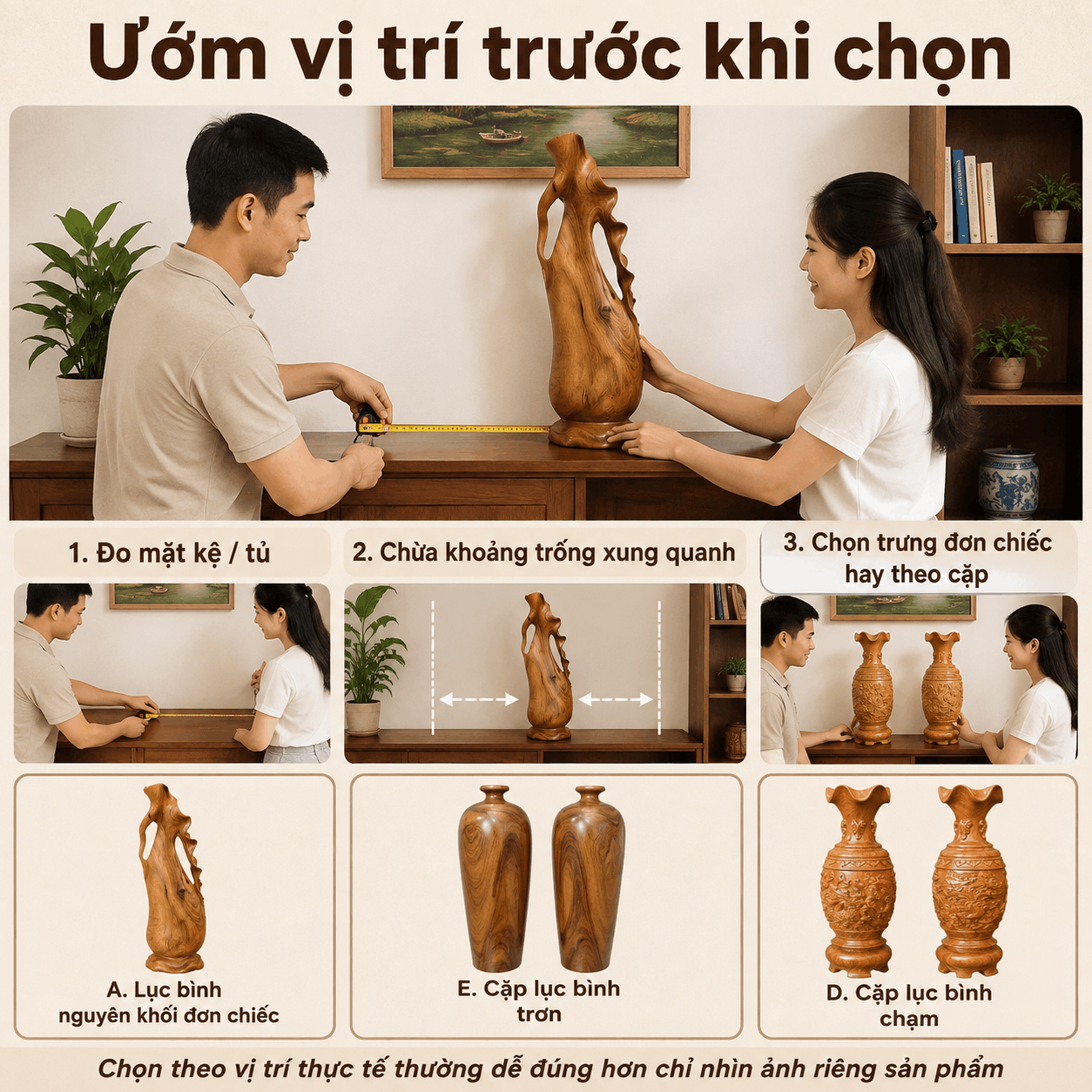 K&iacute;ch Thước Lục B&igrave;nh Gỗ &ndash; C&aacute;ch Chọn Theo Kệ, Tủ V&agrave; Kh&ocirc;ng Gian Trưng