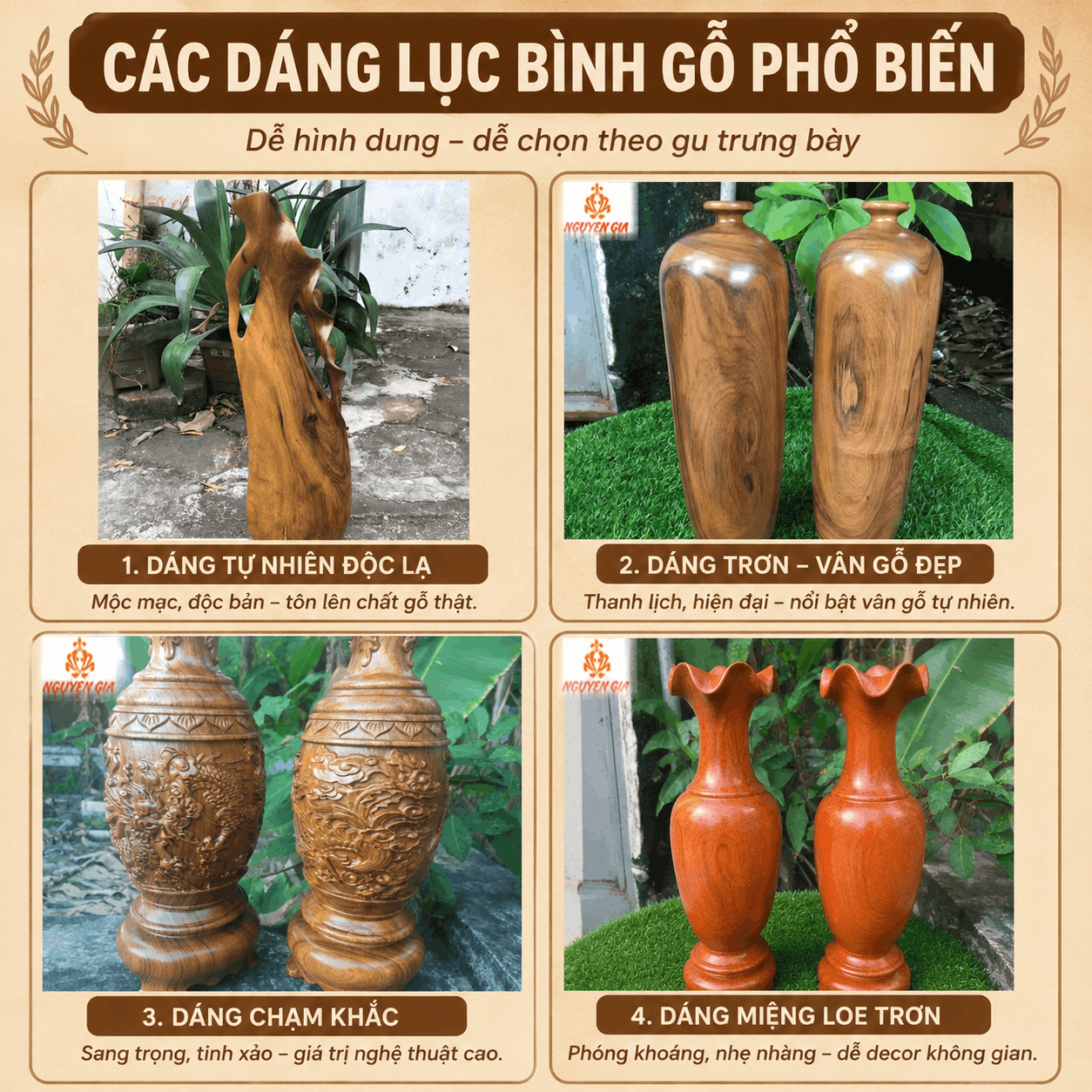 Lục B&igrave;nh Gỗ &ndash; C&aacute;c Mẫu Lộc B&igrave;nh Gỗ Đẹp