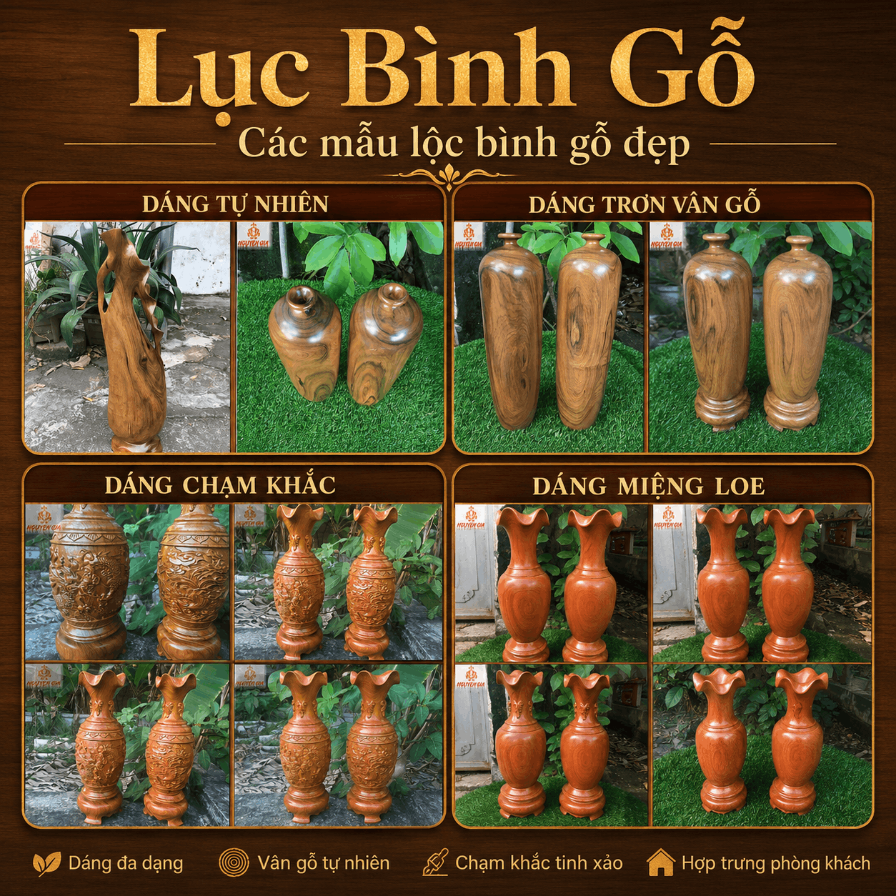 Lục B&igrave;nh Gỗ &ndash; C&aacute;c Mẫu Lộc B&igrave;nh Gỗ Đẹp