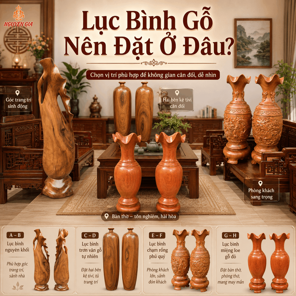 Lục B&igrave;nh Gỗ N&ecirc;n Đặt Ở Đ&acirc;u? C&aacute;ch Chọn Vị Tr&iacute; Trong Nh&agrave;