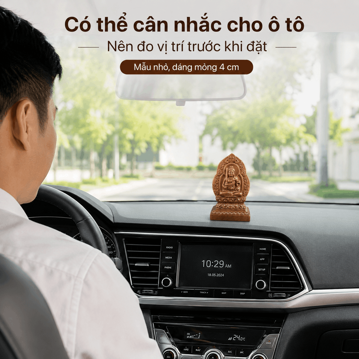 Tượng Phật Bản Mệnh Tuổi Dậu Bất Động Minh Vương Gỗ Bách Xanh 14,5 cm