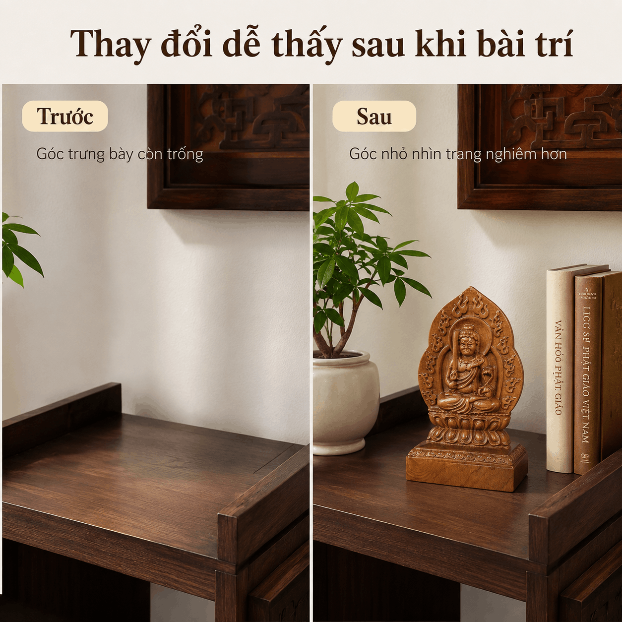 Tượng Phật Bản Mệnh Tuổi Dậu Bất Động Minh Vương Gỗ Bách Xanh 14,5 cm