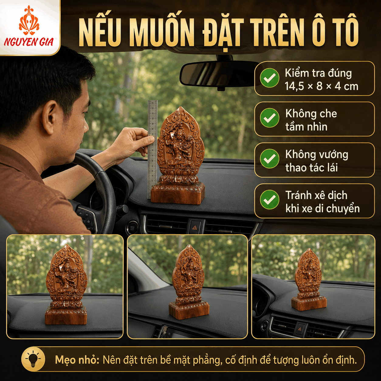 Tượng Phật Bản Mệnh Tuổi Mão Văn Thù Sư Lợi Bồ Tát Gỗ Bách Xanh 14,5 cm