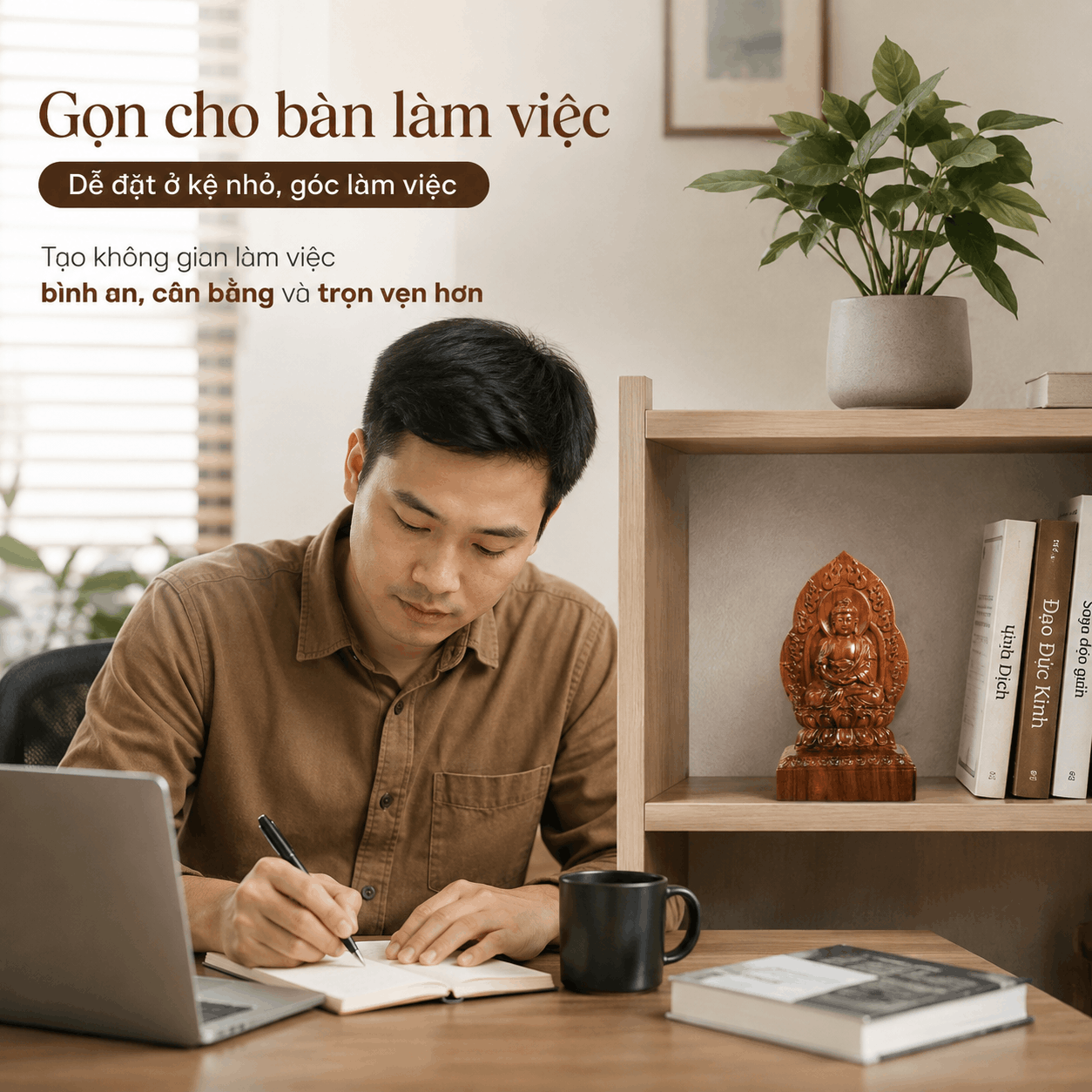 Tượng Phật Bản Mệnh Tuổi Mùi – Thân Như Lai Đại Nhật Gỗ Bách Xanh 14,5 cm