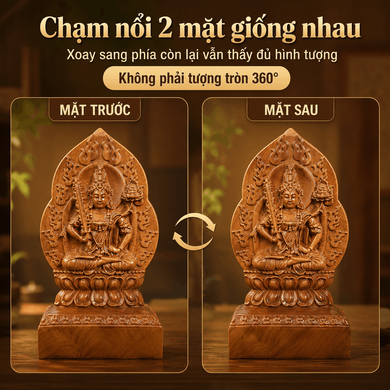 Tượng Phật Bản Mệnh Tuổi Sửu – Dần Hư Không Tạng Bồ Tát Gỗ Bách Xanh 14,5 cm