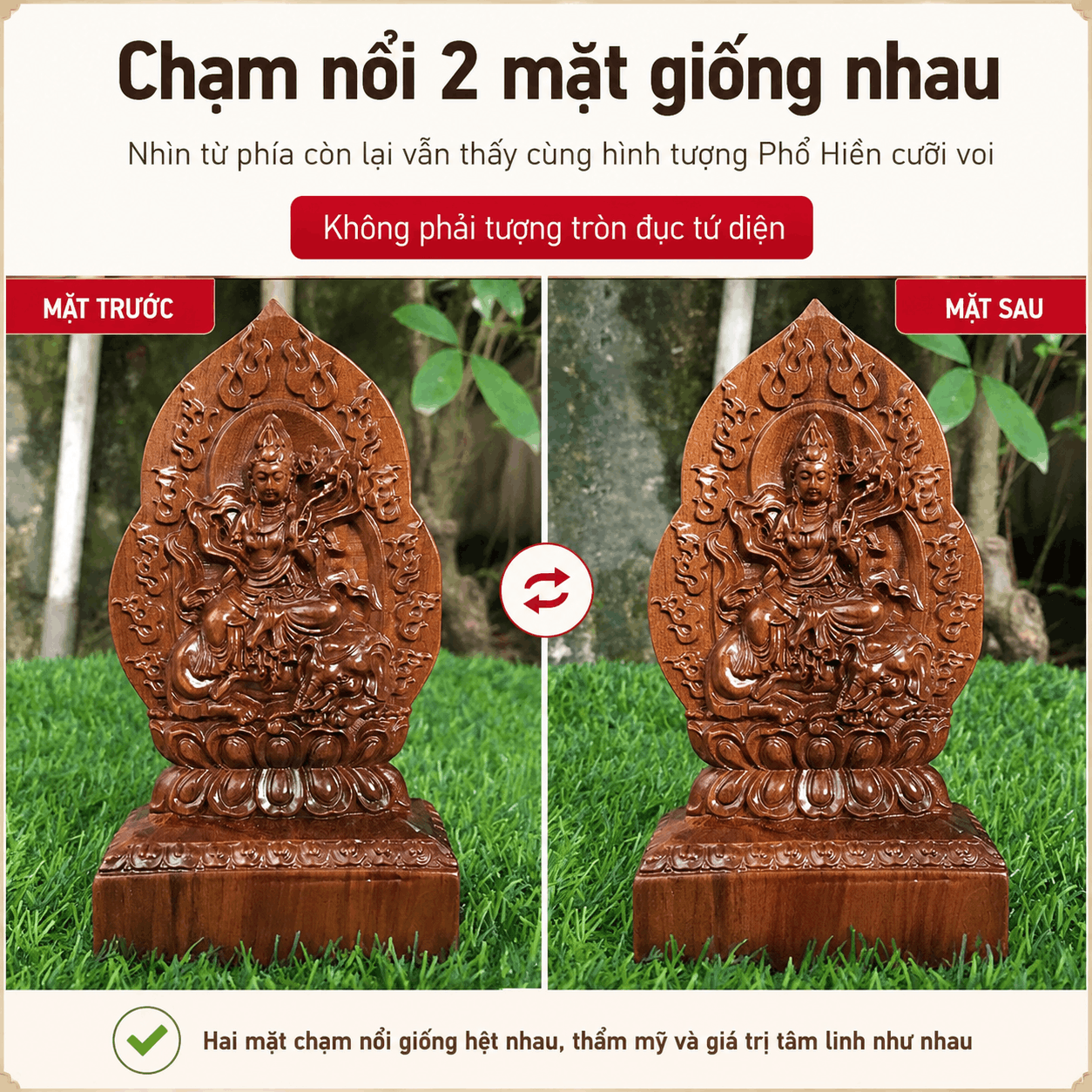 Tượng Phật Bản Mệnh Tuổi Thìn – Tỵ Phổ Hiền Bồ Tát Gỗ Bách Xanh 14,5 cm