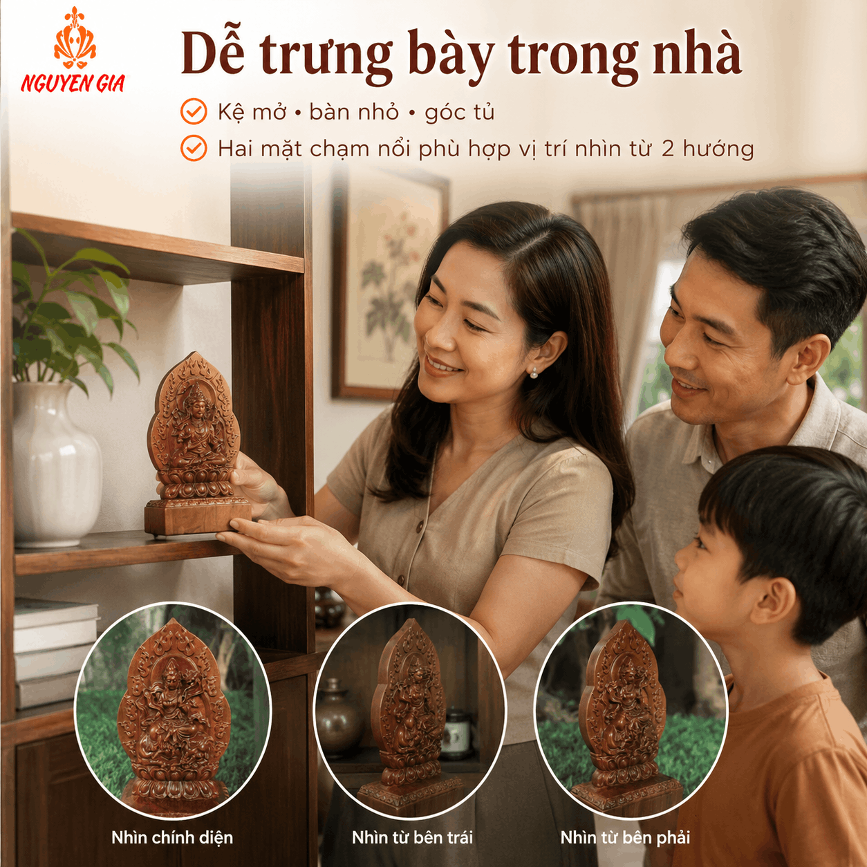 Tượng Phật Bản Mệnh Tuổi Thìn – Tỵ Phổ Hiền Bồ Tát Gỗ Bách Xanh 14,5 cm