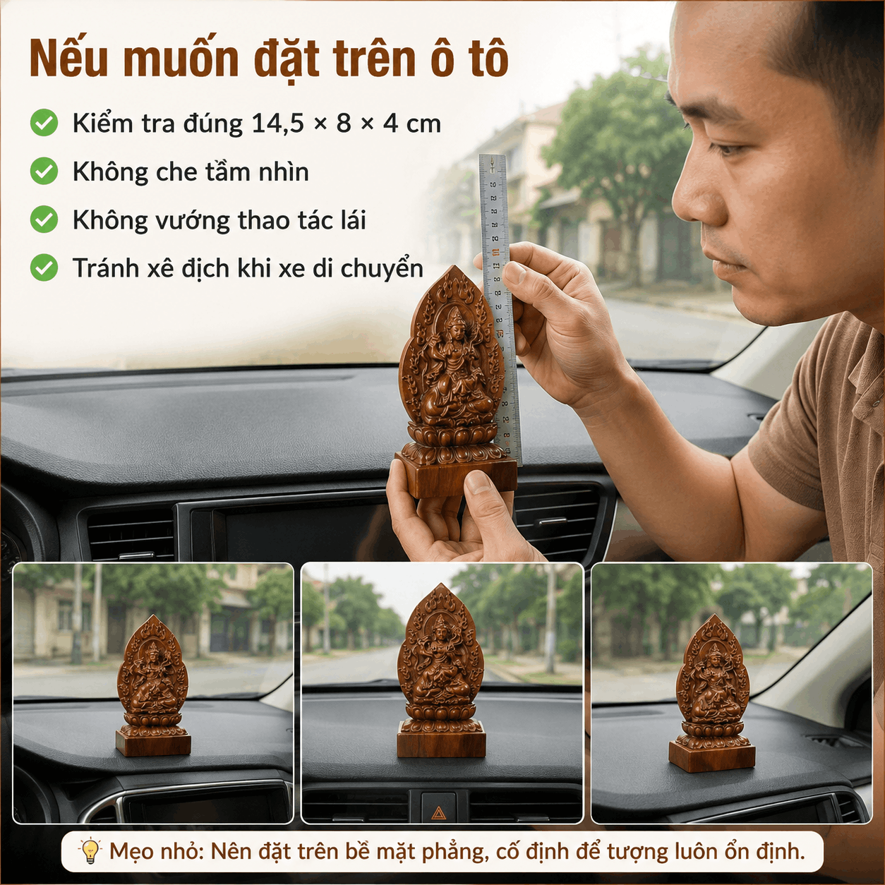 Tượng Phật Bản Mệnh Tuổi Thìn – Tỵ Phổ Hiền Bồ Tát Gỗ Bách Xanh 14,5 cm