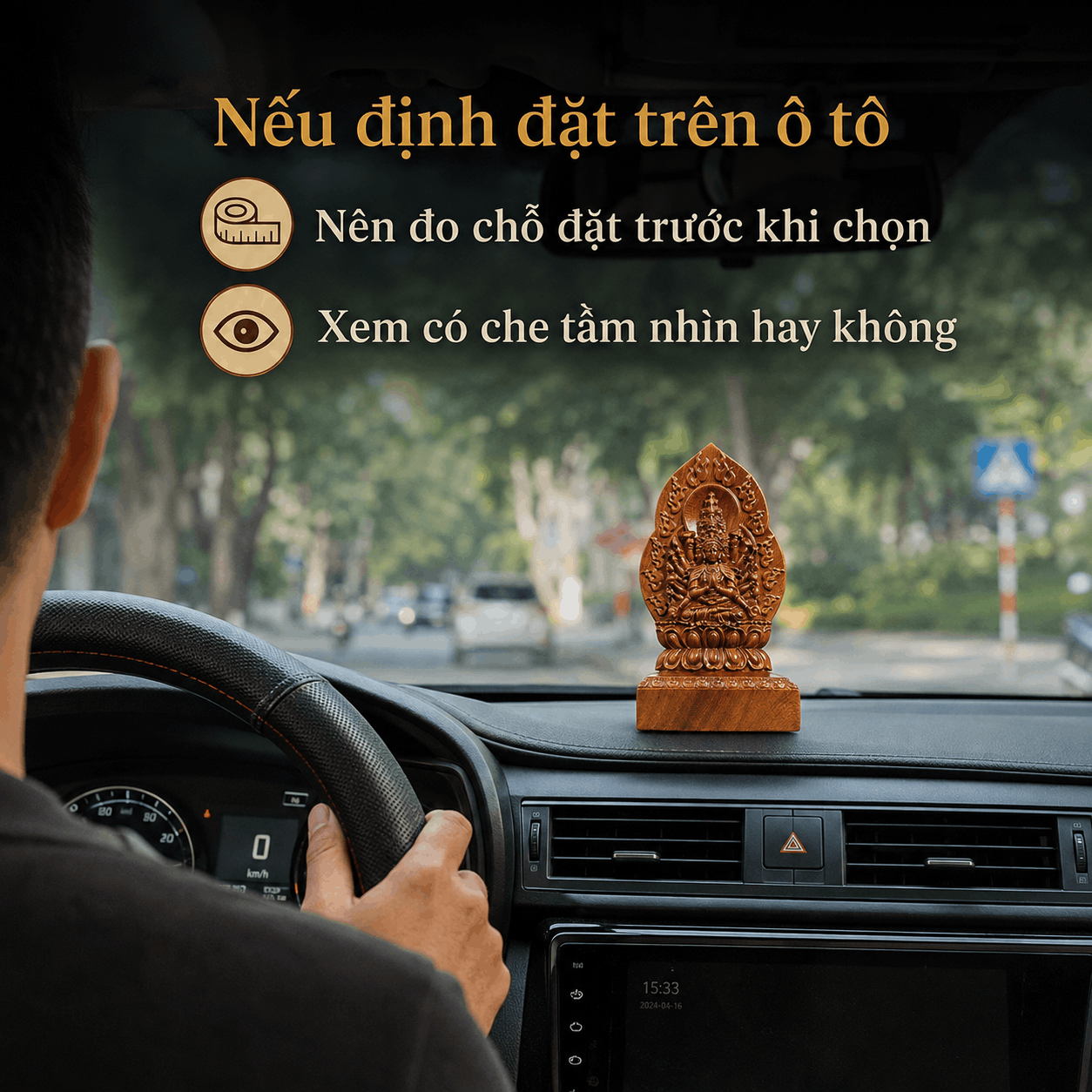 Tượng Phật Bản Mệnh Tuổi Tý Thiên Thủ Thiên Nhãn Gỗ Bách Xanh 14,5 cm