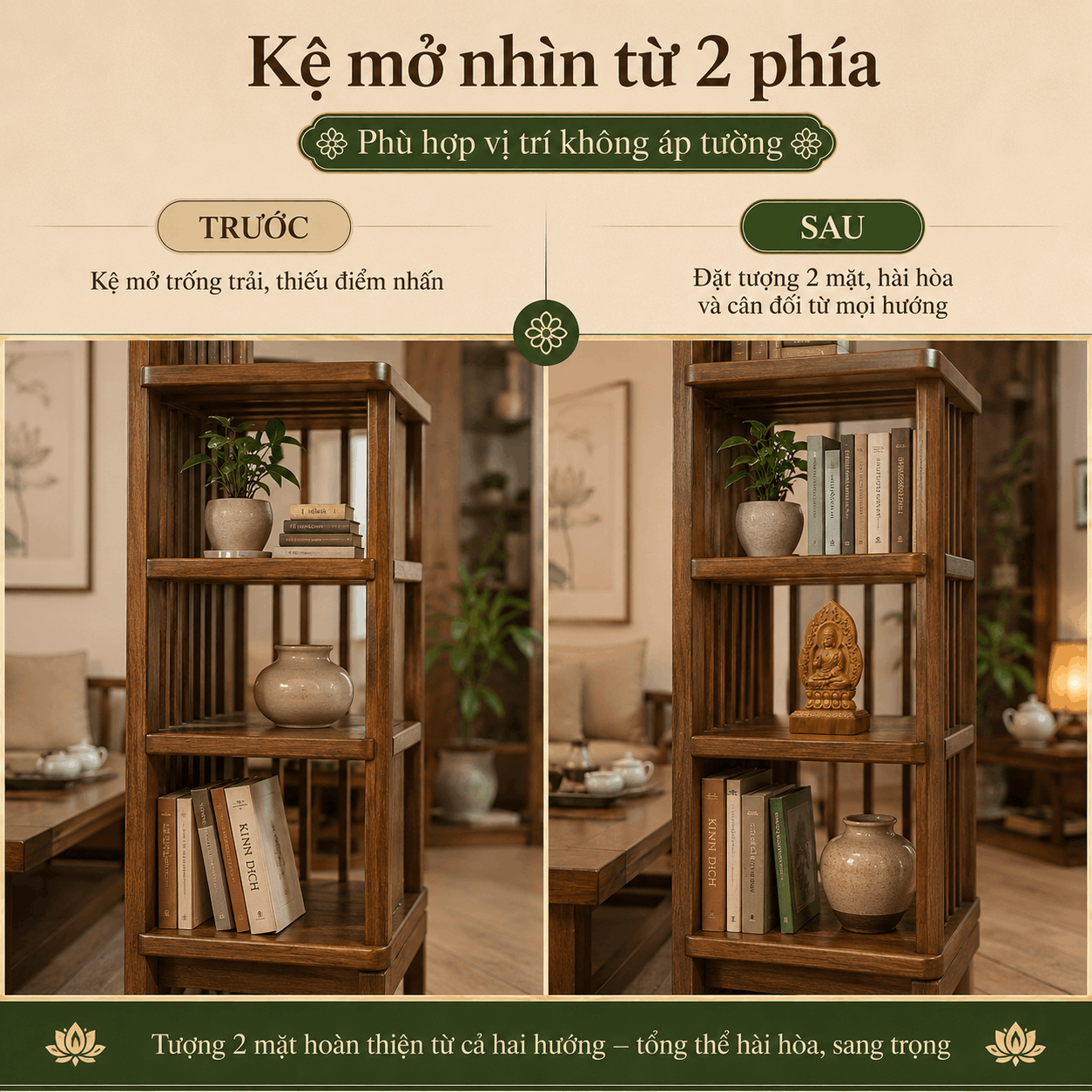 Tượng Phật Bản Mệnh Tuổi Tuất – Hợi Đức Phật A Di Đà Gỗ Bách Xanh 14,5 cm