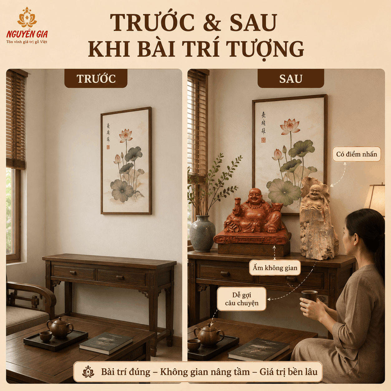 Các hình tượng Phật Di Lặc trong điêu khắc gỗ khác nhau thế nào?