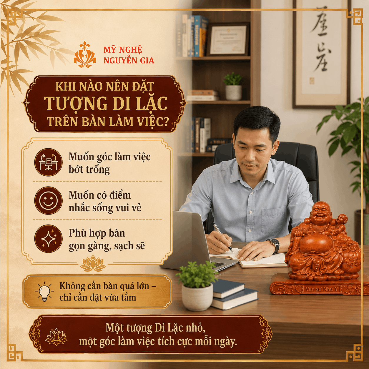 C&aacute;ch Đặt Tượng Phật Di Lặc Tr&ecirc;n B&agrave;n L&agrave;m Việc