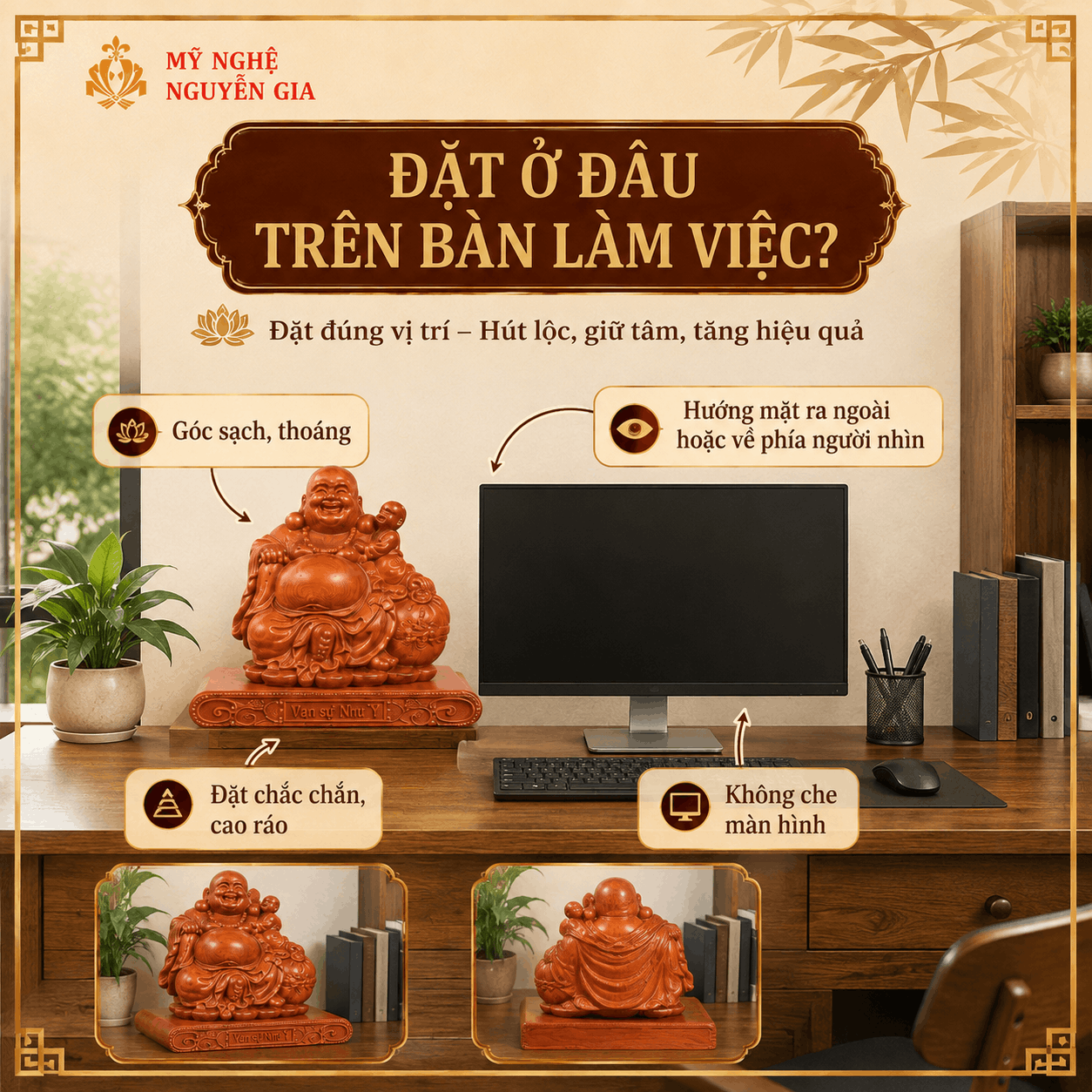 C&aacute;ch Đặt Tượng Phật Di Lặc Tr&ecirc;n B&agrave;n L&agrave;m Việc