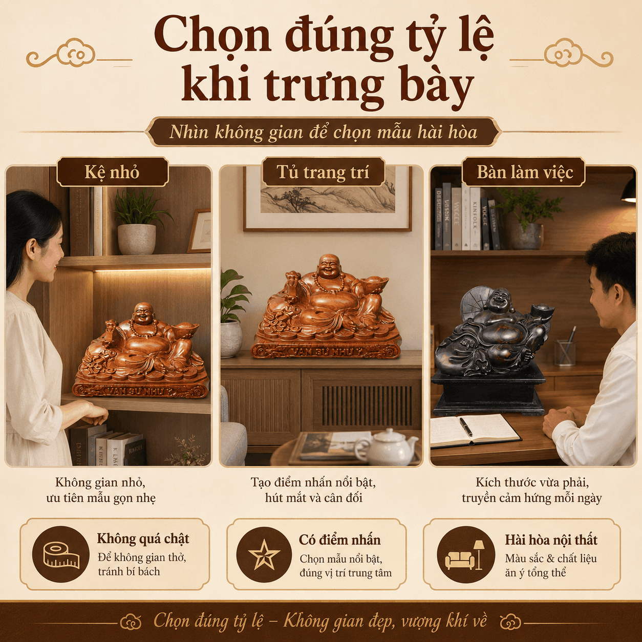 Tượng Di Lặc ngồi bằng gỗ: có những kiểu nào, nên chọn ra sao?