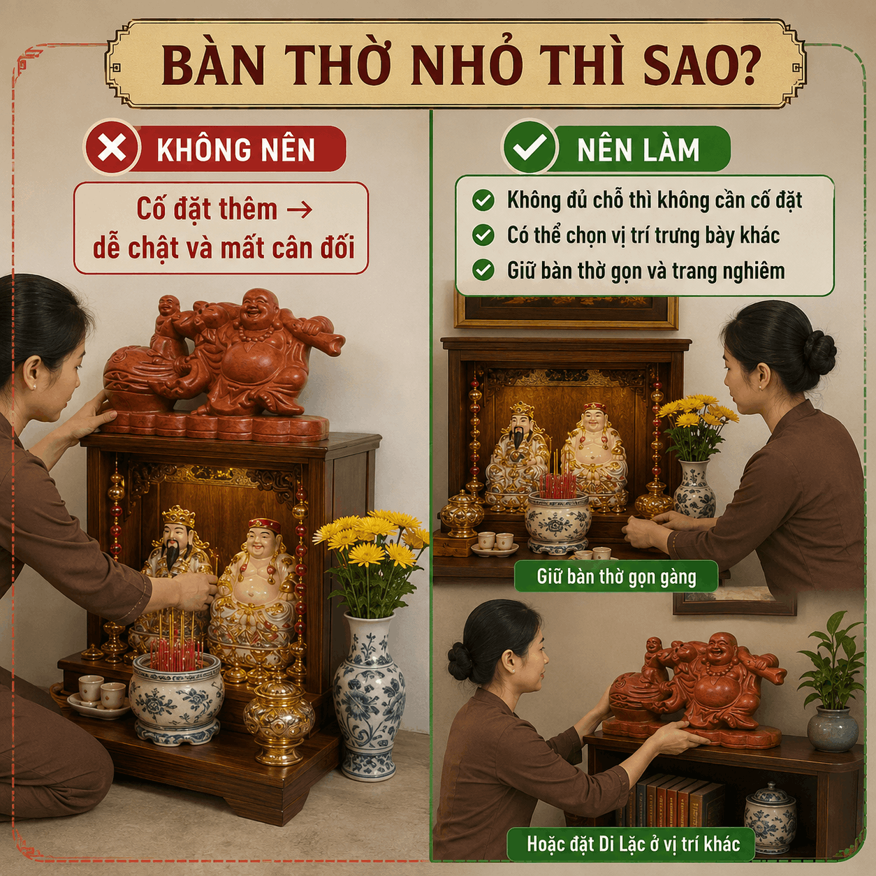 Cách Đặt Tượng Phật Di Lặc Trên Bàn Thờ Thần Tài – Ông Địa