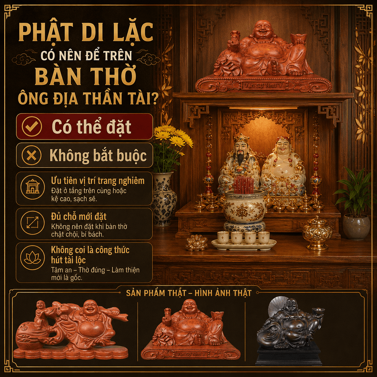 Cách Đặt Tượng Phật Di Lặc Trên Bàn Thờ Thần Tài – Ông Địa