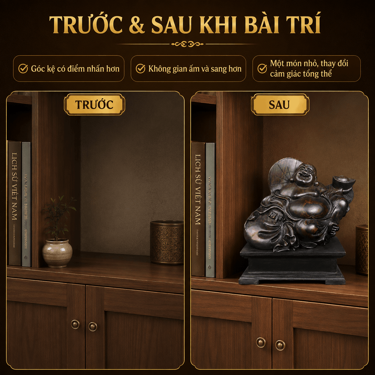 Tượng Di Lặc Tựa Bao Tiền Gỗ Trắc Độc Bản Ngang 26 cm