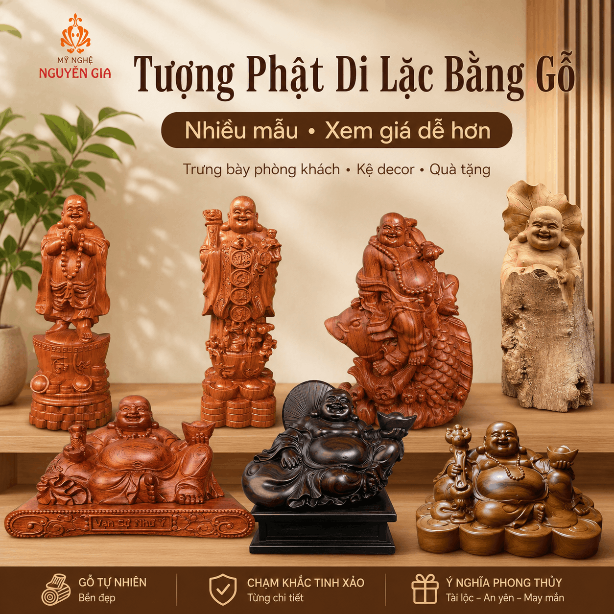 Tượng Phật Di Lặc bằng gỗ