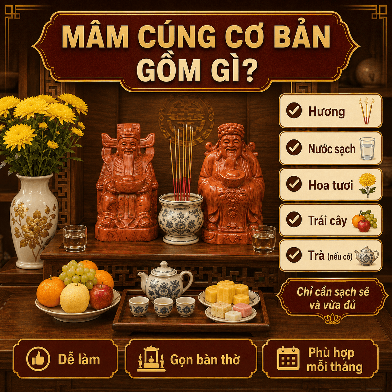 Lễ Vật Cúng Thần Tài Mùng 10 Hàng Tháng Gồm Những Gì?