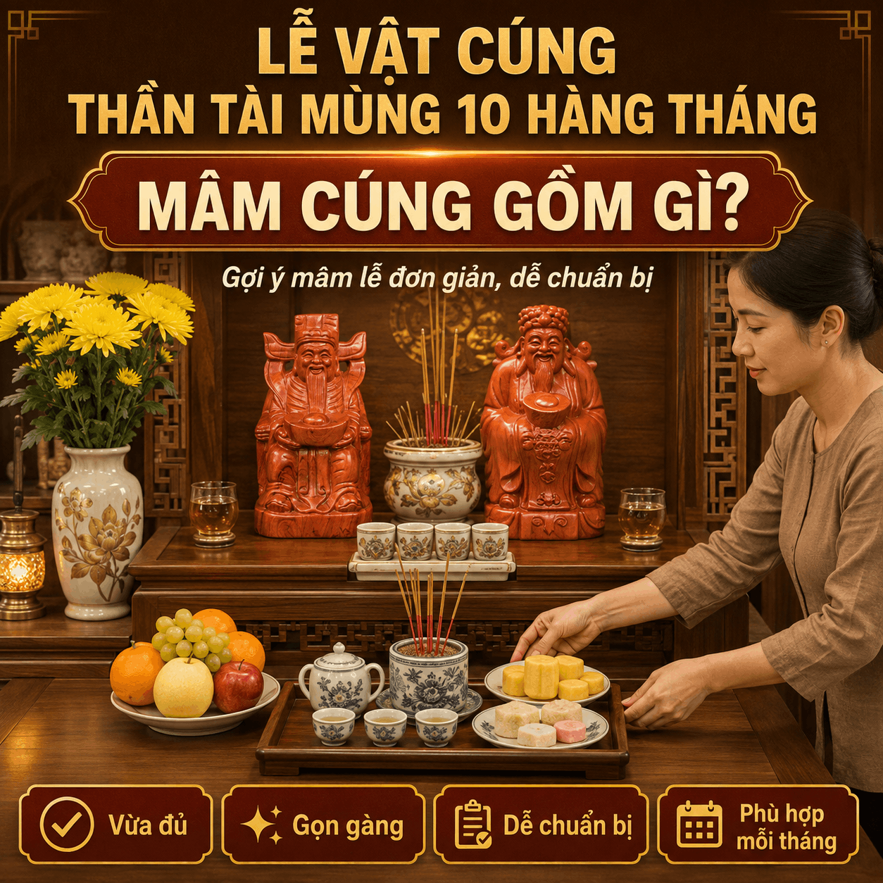 Lễ Vật Cúng Thần Tài Mùng 10 Hàng Tháng Gồm Những Gì?