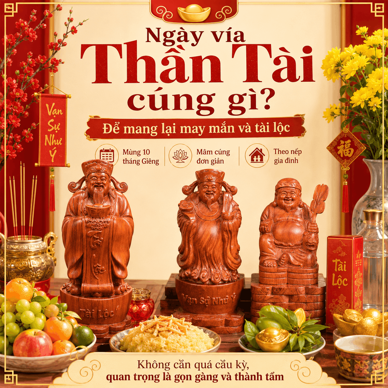 Ngày vía thần tài cúng gì để mang lại may mắn và tài lộc?
