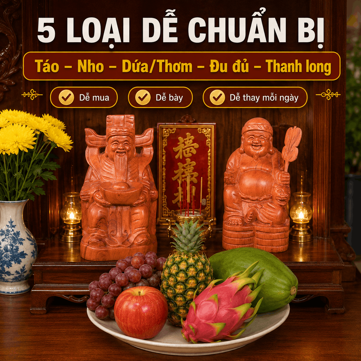 Tr&aacute;i C&acirc;y C&uacute;ng Thần T&agrave;i &Ocirc;ng Địa: N&ecirc;n C&uacute;ng Quả G&igrave;?