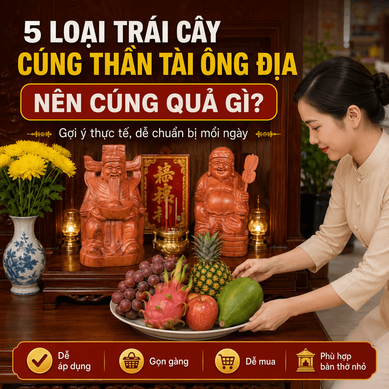 Tr&aacute;i C&acirc;y C&uacute;ng Thần T&agrave;i &Ocirc;ng Địa: N&ecirc;n C&uacute;ng Quả G&igrave;?