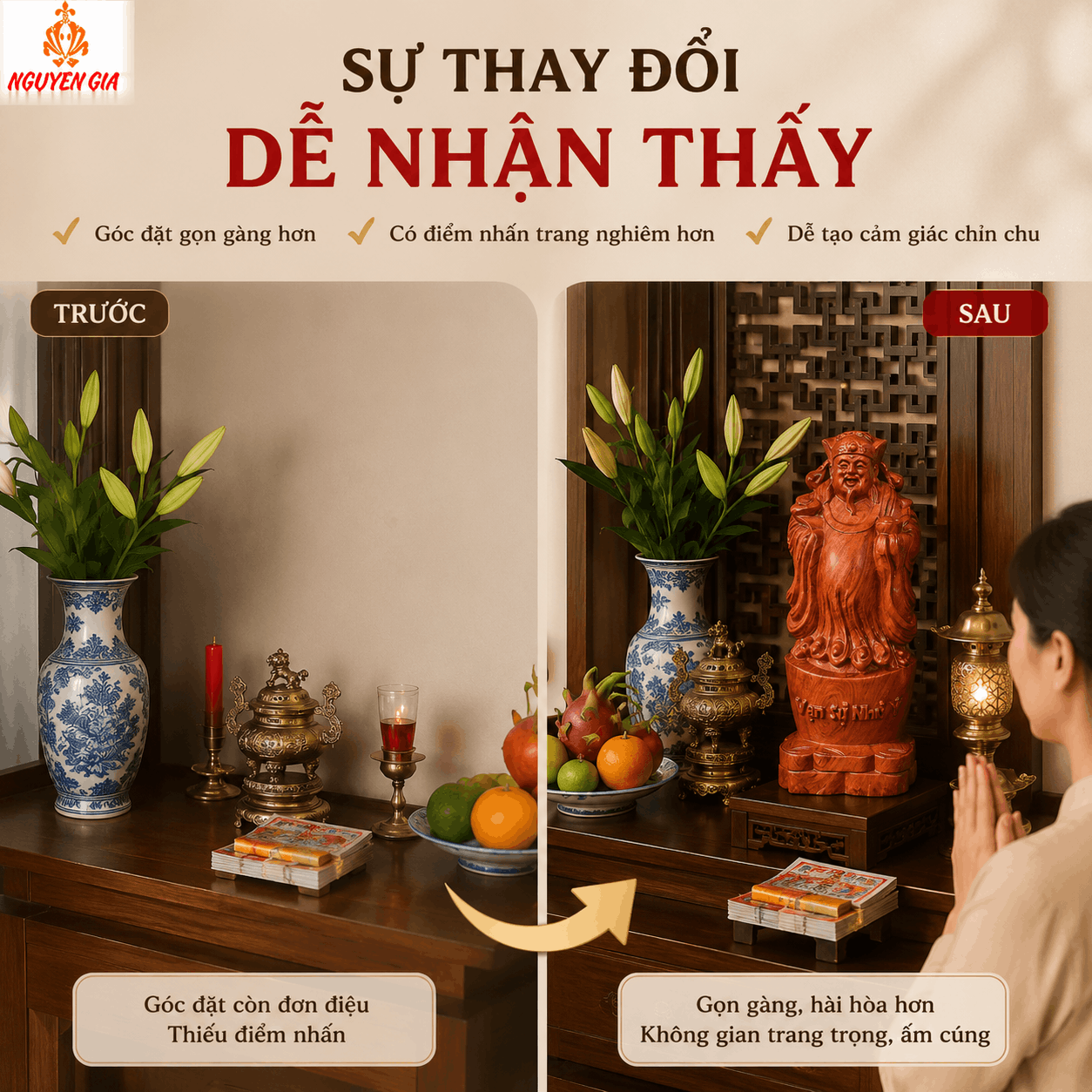 Tượng Thần Tài Gỗ Hương Nguyên Khối Cao 29,5 cm