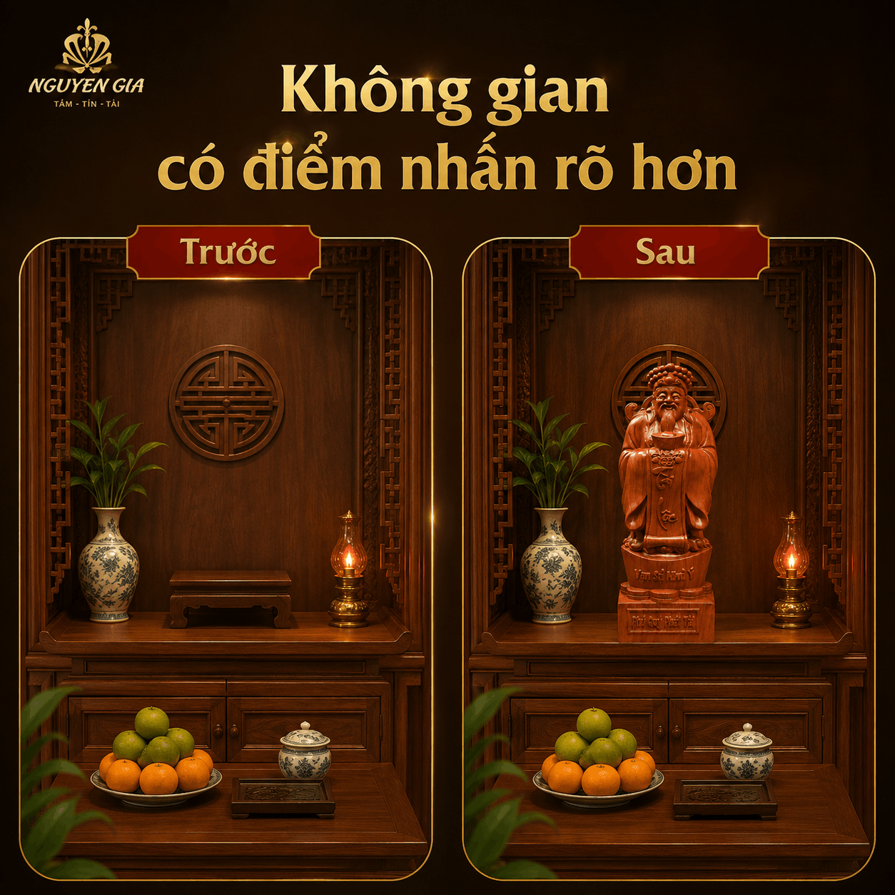 Tượng Thần Tài Gỗ Hương Nguyên Khối Cao 50 cm – Nâng Đĩnh Vàng