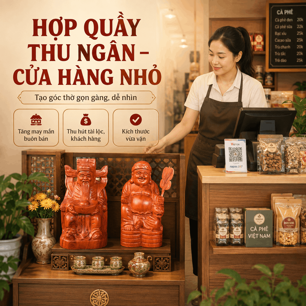 Tượng Thần Tài Bằng Gỗ – Thần Tài Thổ Địa