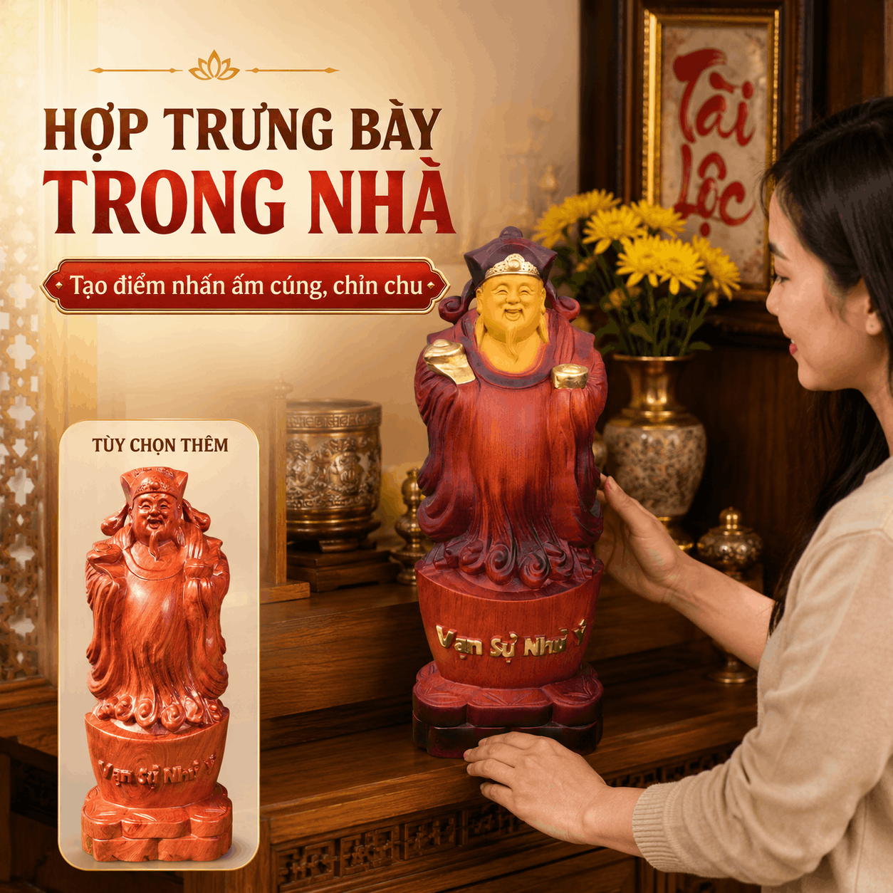 Tượng Thần Tài Bằng Gỗ – Thần Tài Thổ Địa