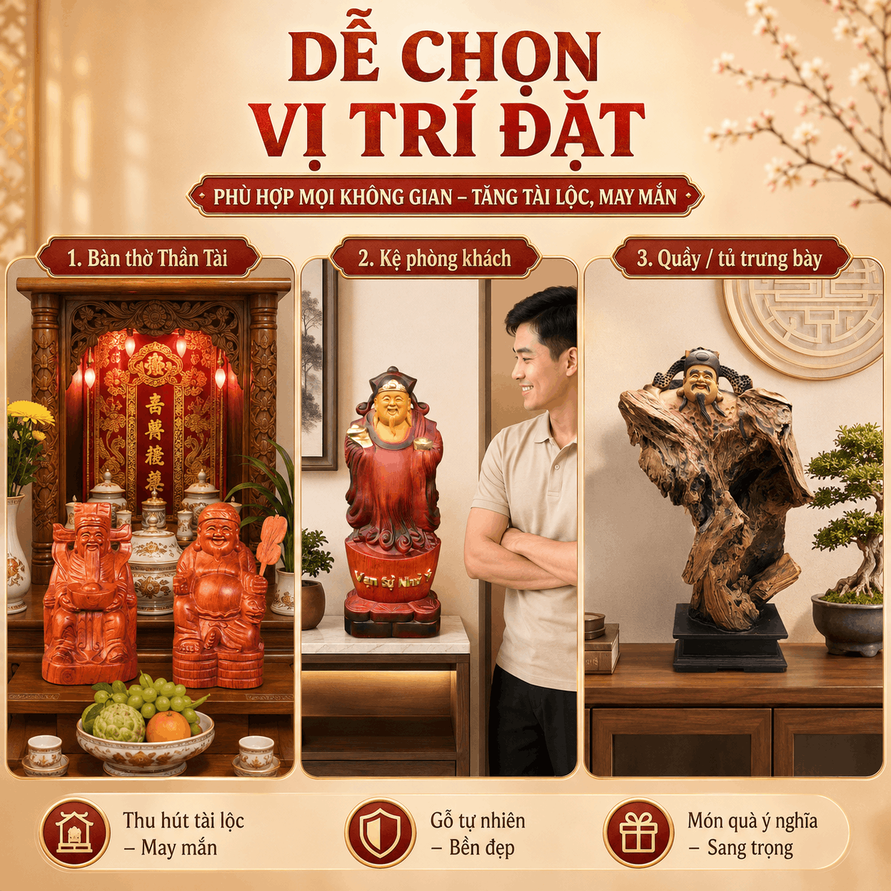 Tượng Thần Tài Bằng Gỗ – Thần Tài Thổ Địa