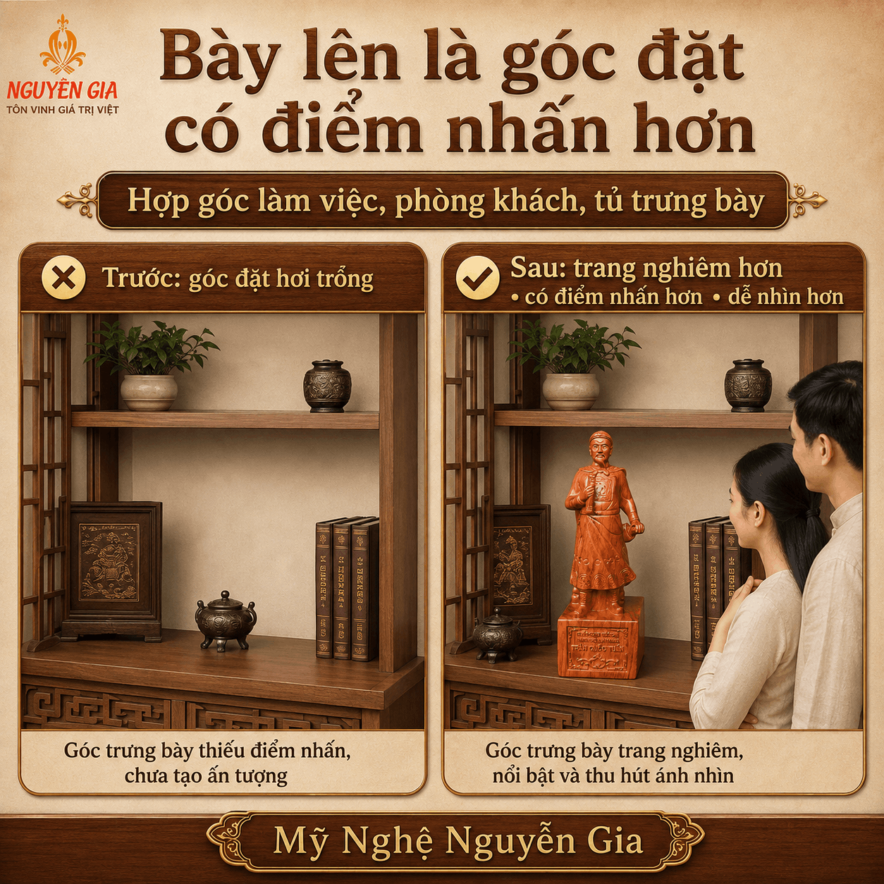 Tượng Đức Thánh Trần Hưng Đạo gỗ Hương cao 50 cm