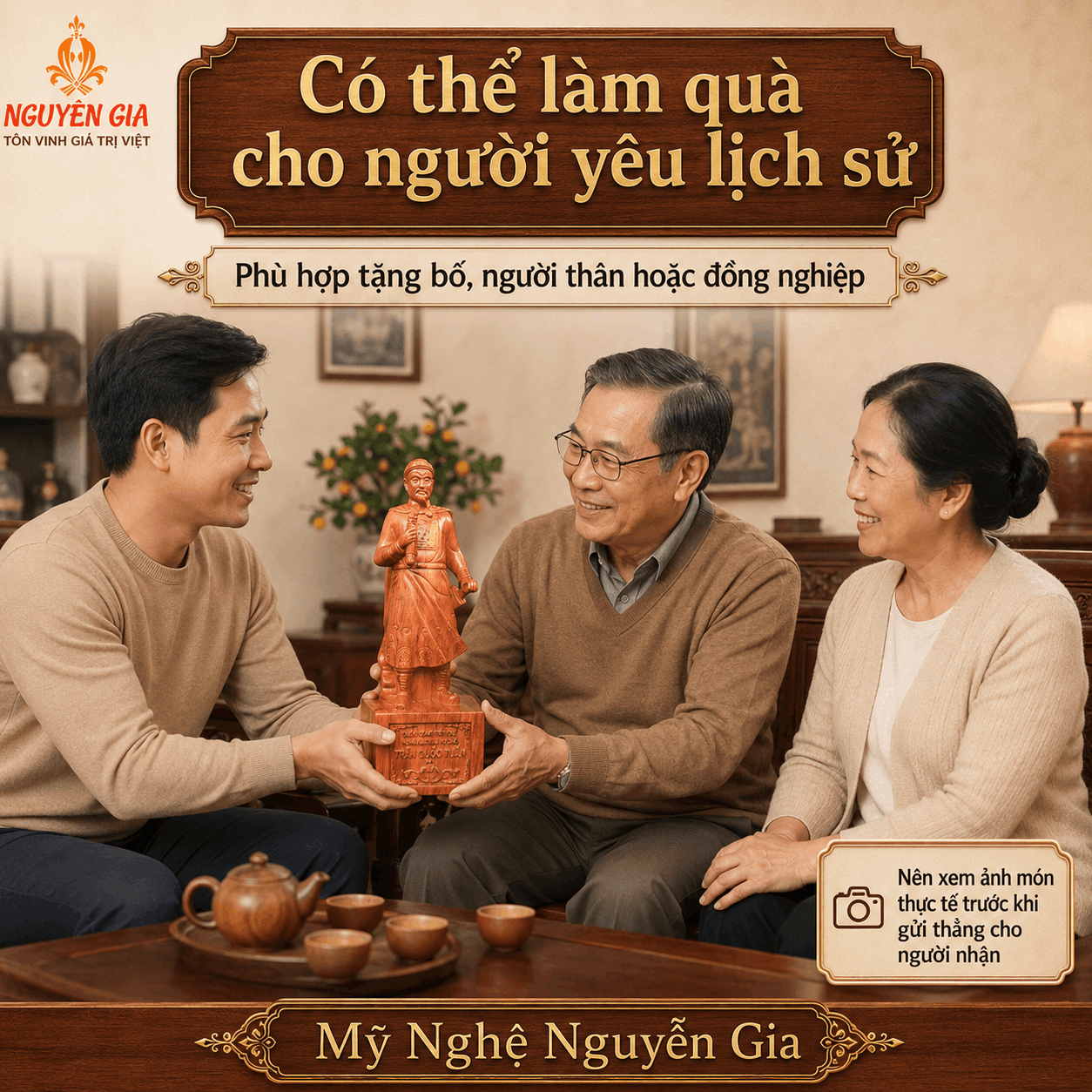 Tượng Đức Thánh Trần Hưng Đạo gỗ Hương cao 50 cm