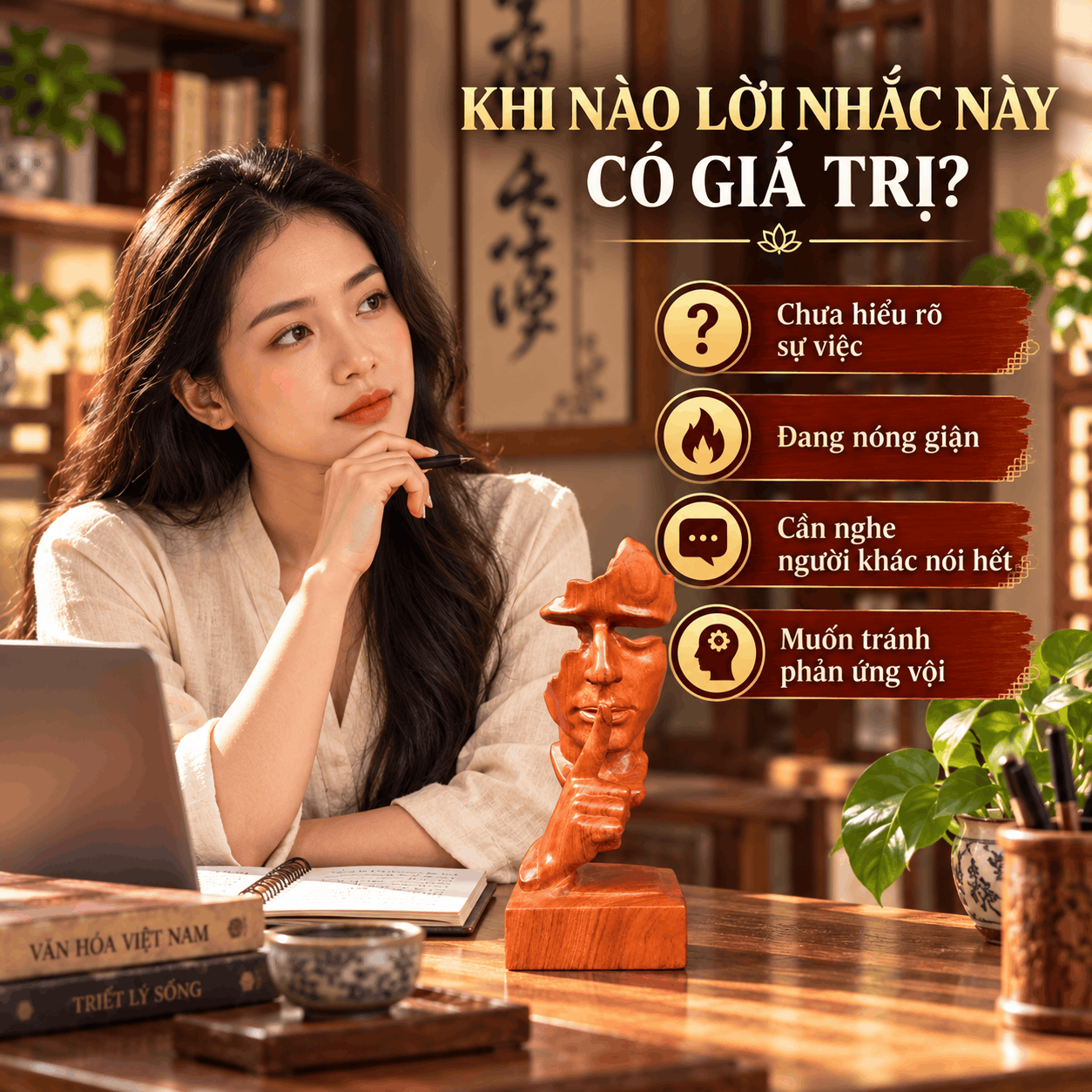 Tượng Im Lặng Là Vàng Gỗ Hương 30 cm – Chọn Khi Nào Phù Hợp?