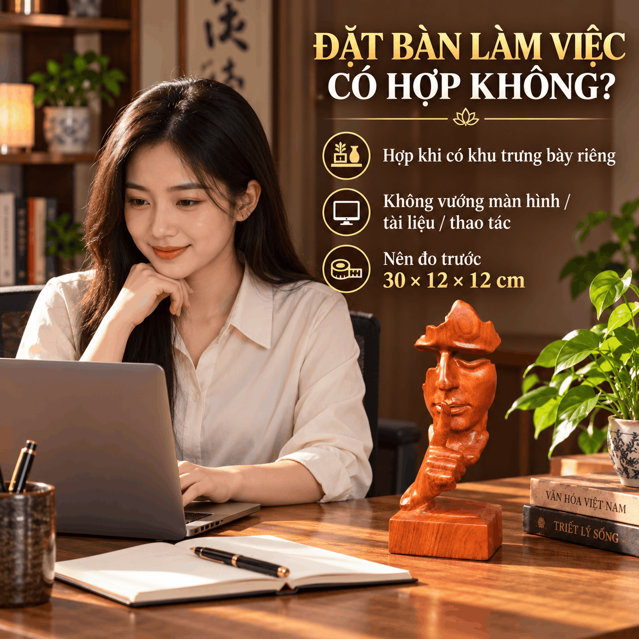 Tượng Im Lặng Là Vàng Gỗ Hương 30 cm – Chọn Khi Nào Phù Hợp?