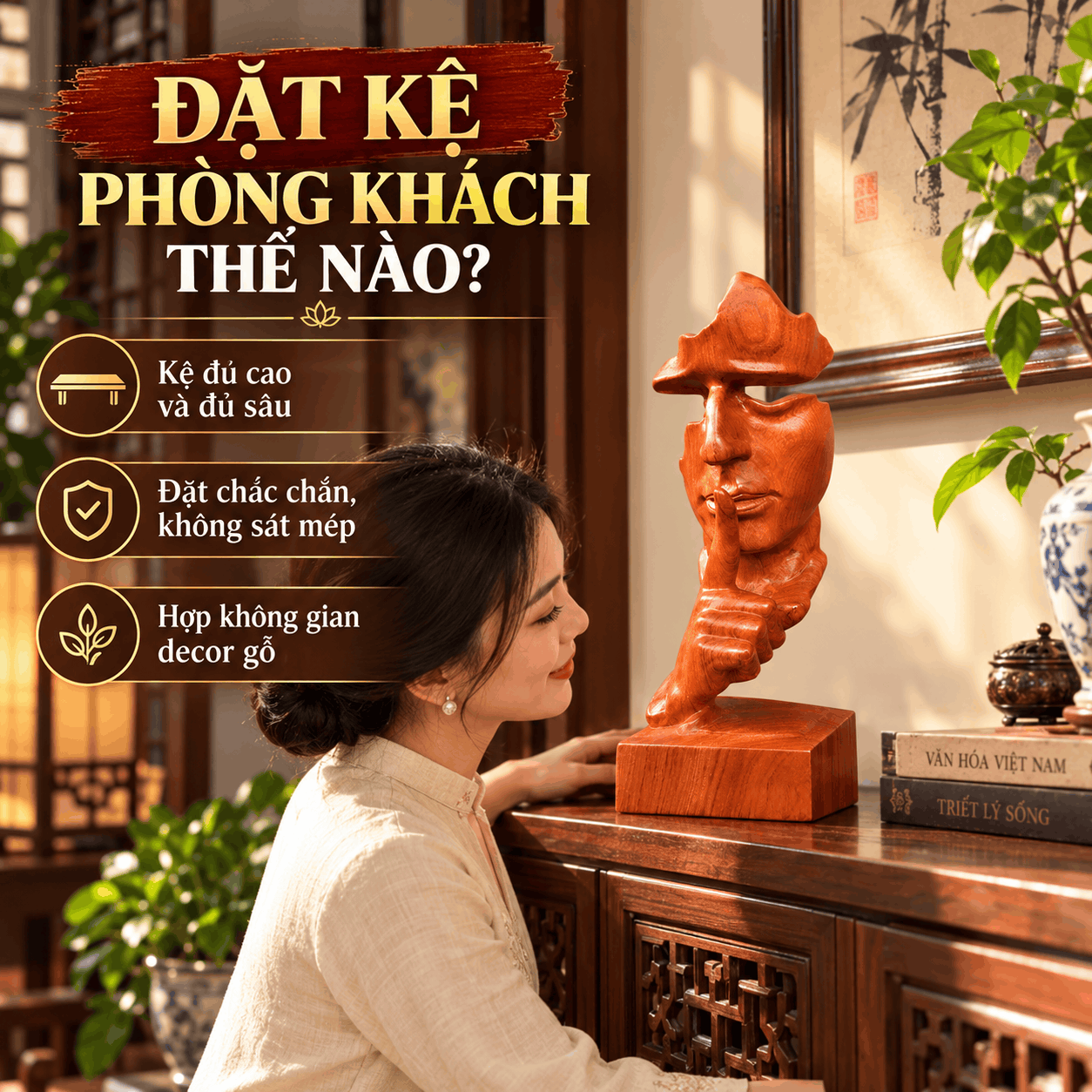Tượng Im Lặng Là Vàng Gỗ Hương 30 cm – Chọn Khi Nào Phù Hợp?